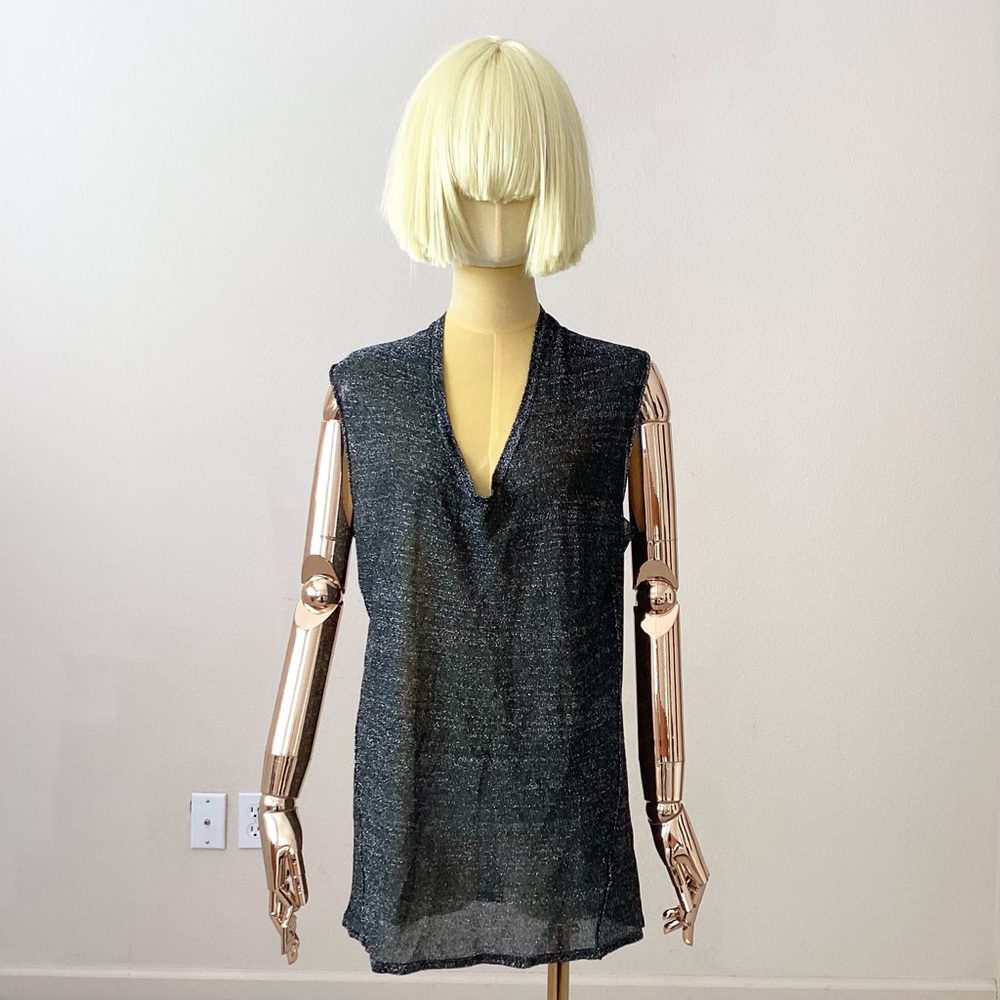 Isabel Marant Dark Grey Sleeveless V Neckline Top SZ 4/36